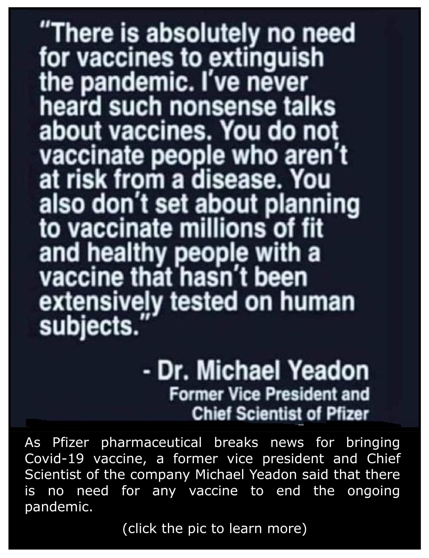 No Need for Vaccines