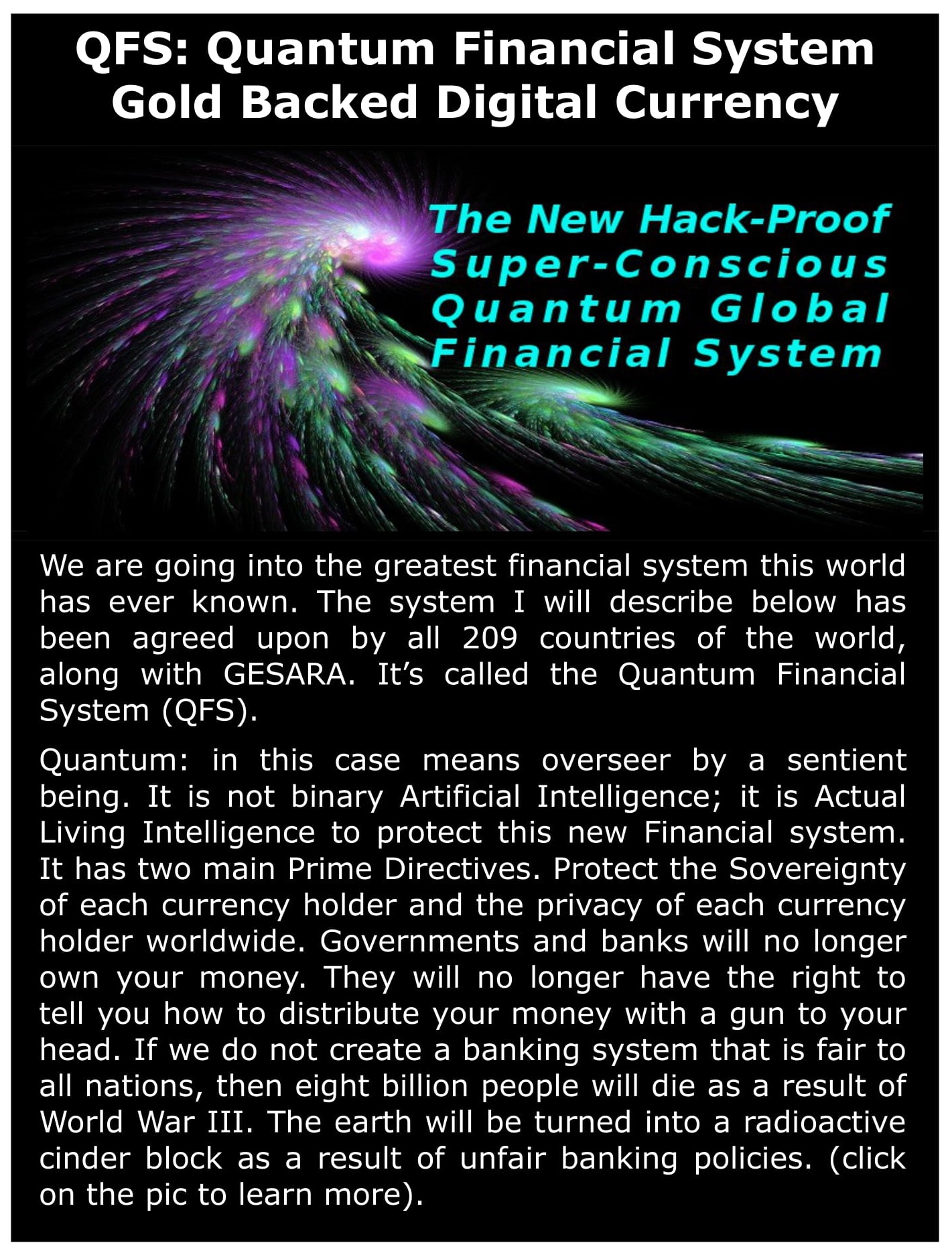 QFS - Quantum Financial System