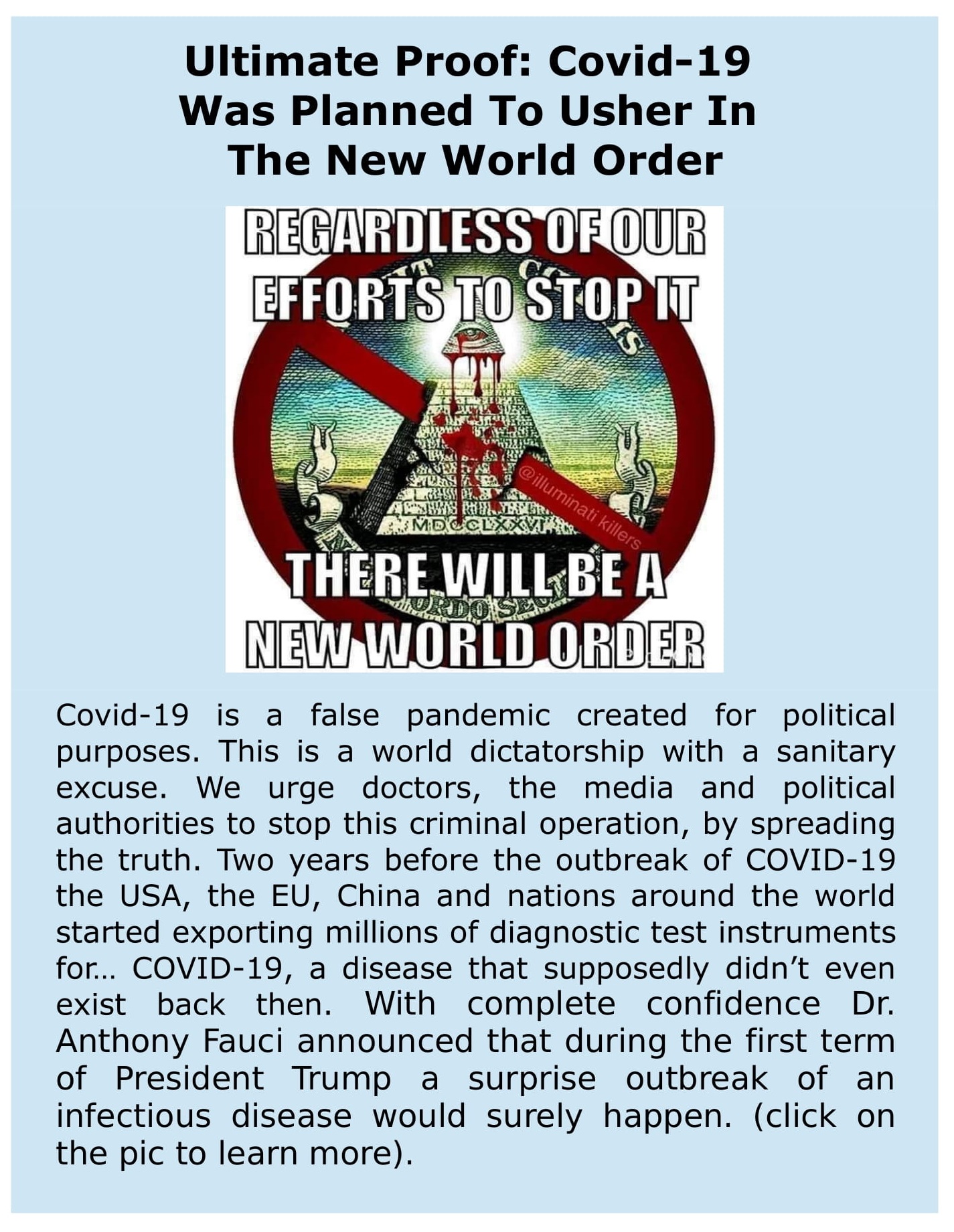 Vaccines to Usher in NWO