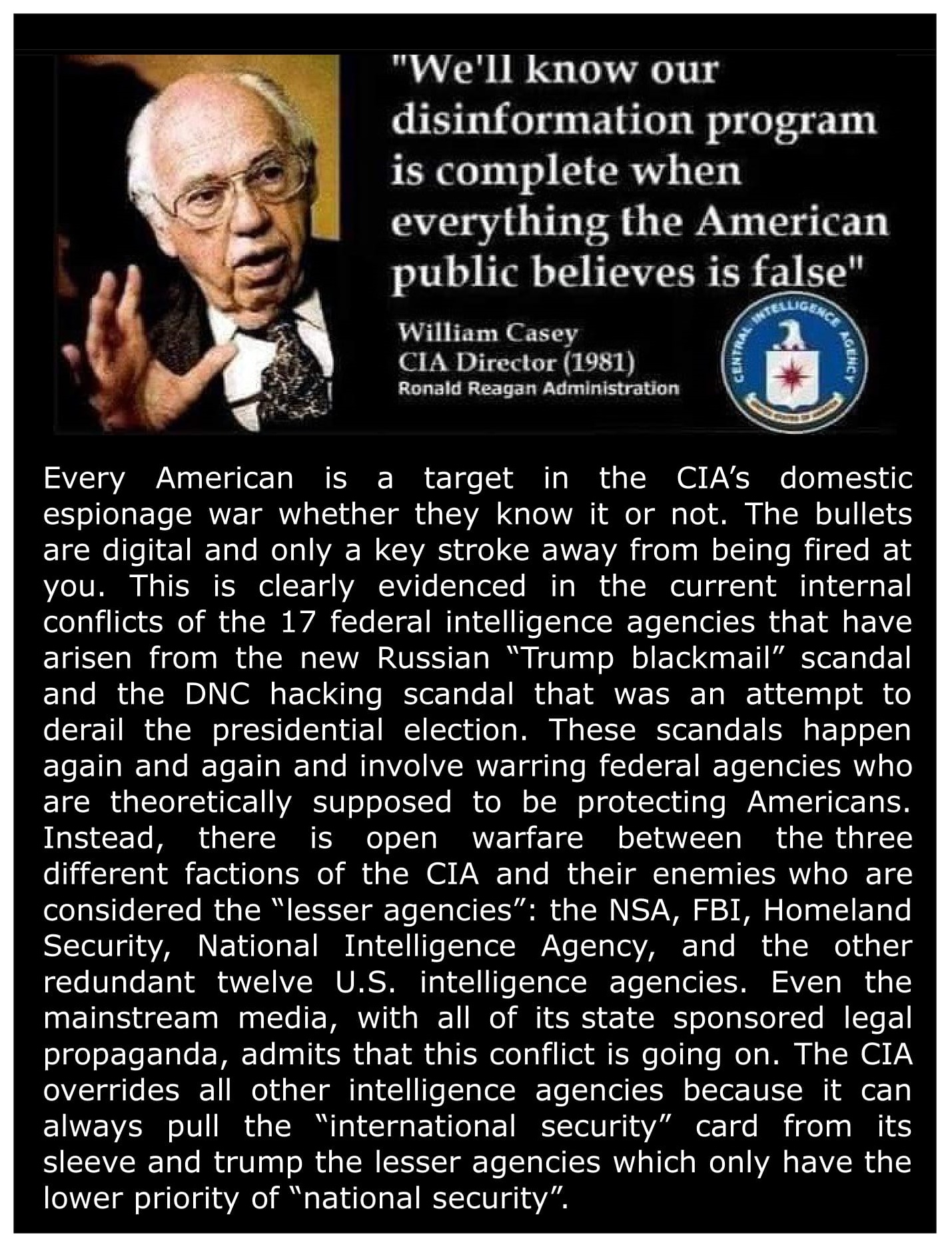 CIA William Casey Statement