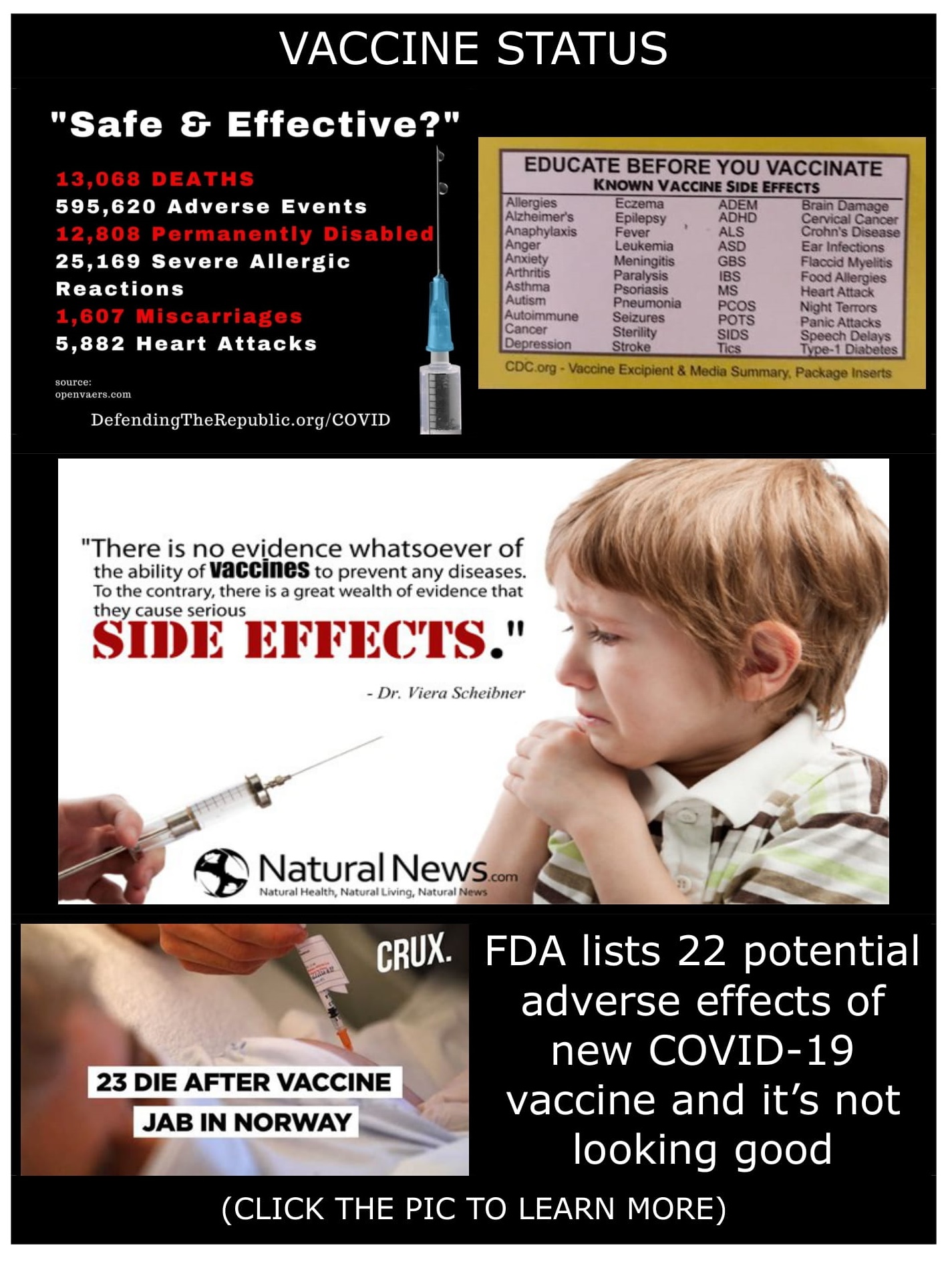 FDA Lists 22 Adverse Effects Including DEATH