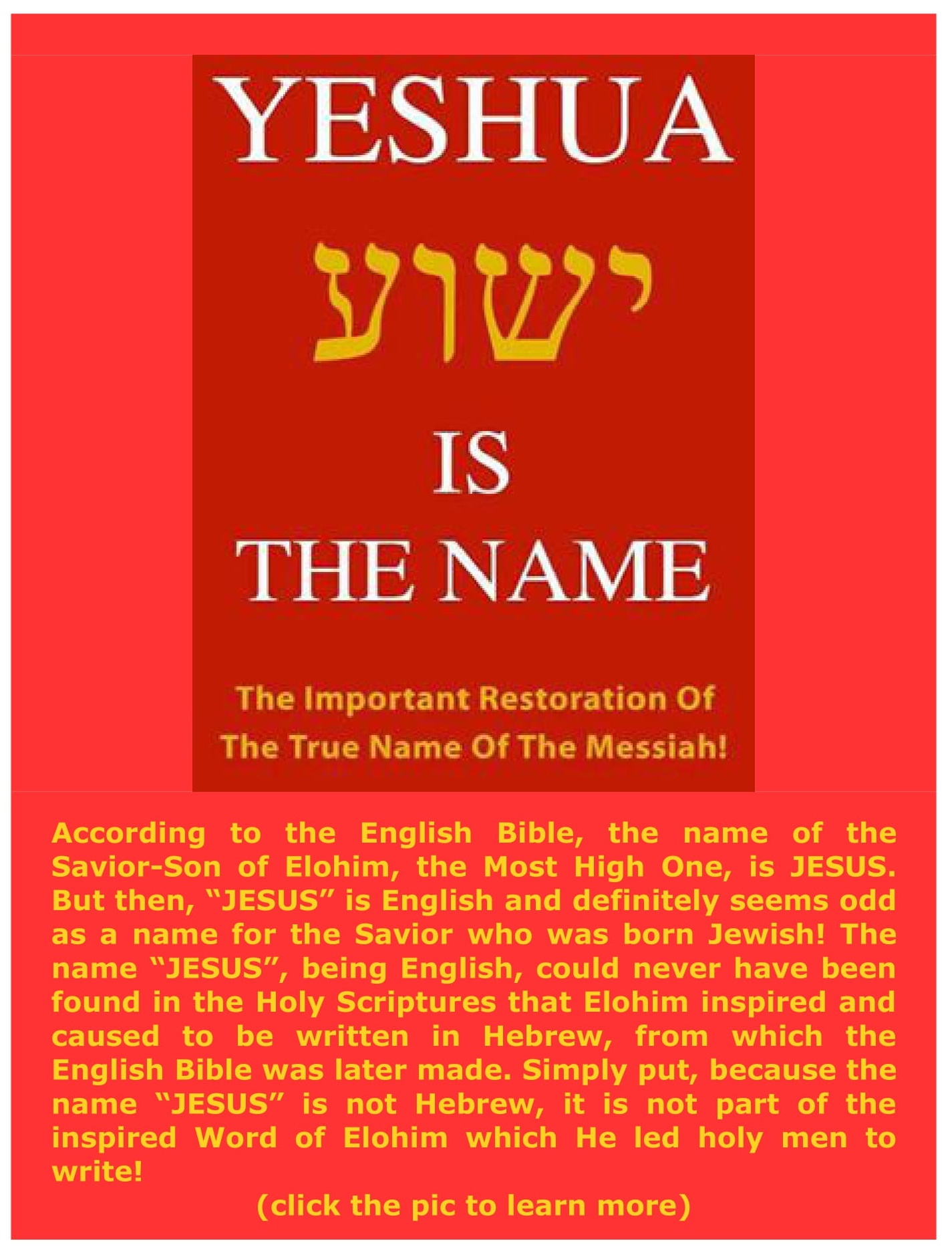 Yeshua is the Name